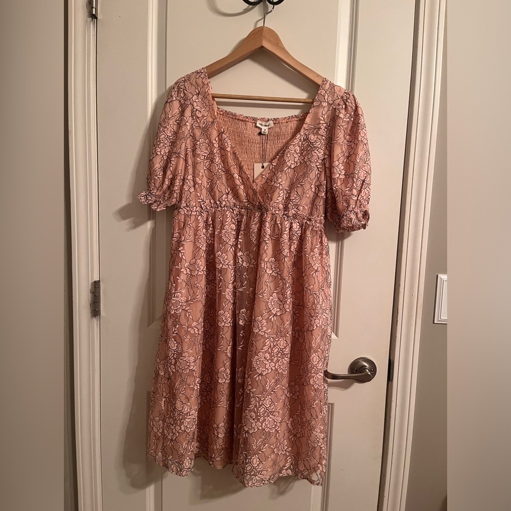 Dance & Marvel pink and black lace dress